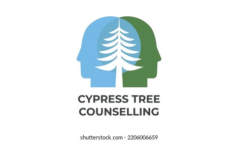 Cypress Tree Counselling Vector Logo. Head Tree Vector.