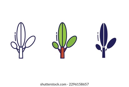 cypress tree line and solid illustration icon