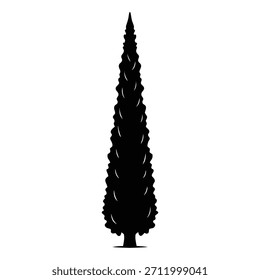 Silueta del árbol de ciprés hermoso Vector