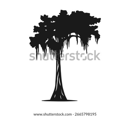 Cypress Tree Silhouette Vector Illustration, Cypress Tree Silhouette Perfect for Nature and Outdoor Themes