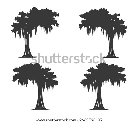 Cypress Tree Silhouette Vector Illustration, Cypress Tree Silhouette Perfect for Nature and Outdoor Themes