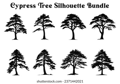 Cypress Tree Silhouettes bundle, Set of trees, Trees Vector silhouette Clipart svg