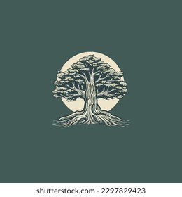 logotipo del árbol ciprés del vector del árbol del ciprés