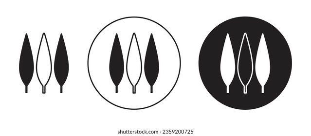 cypress tree vector icon set in black color. svg
