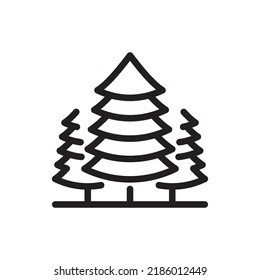 Icono de contorno del vector del árbol del ciprés. Símbolo de la naturaleza y del parque de archivos EPS 10
