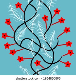 cypress vine flower vector exotic bright color seamless pattern