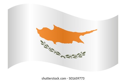 Cypriot national official flag. Patriotic symbol, banner, element, background. Correct colors. Flag of Cyprus waving on white background, vector illustration