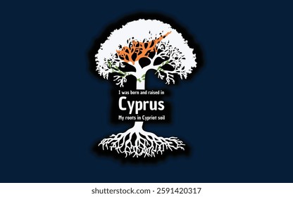 Cypriot roots and symbolism: a tree with the Cypriot flag, embodying national pride and love for nature	