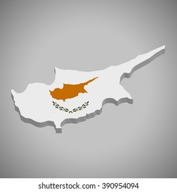 Cyprus - 3D map and flag