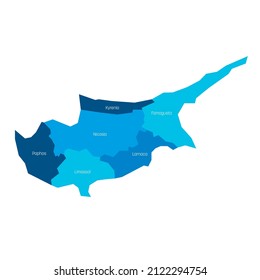 Cyprus - administrative map of districts