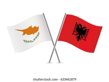 Cyprus and Albania flags. Vector illustration.