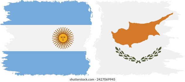 Zypern und Argentinien Grunge Flaggen Verbindung, Vektor
