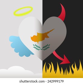 Cyprus background of a heart half demon half angel
