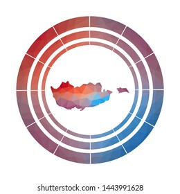 Cyprus badge. Bright gradient logo of country in low poly style. Multicolored Cyprus rounded sign with map in geometric style for your infographics.