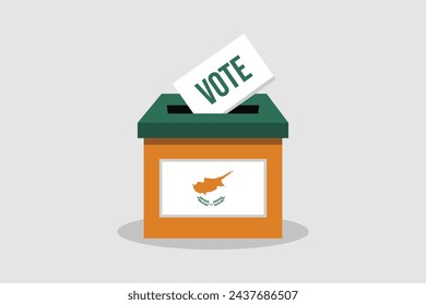 Cyprus Ballot Box Flat and minimalist vector illustration concept. Vote Conceptual Art. Elections.