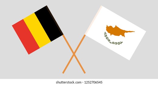 Cyprus and Belgium. The Cyprian and Belgian flags. Official proportion. Correct colors. Vector illustration