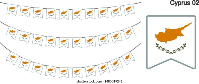 Cyprus Bunting Flags Isolated on white Background. vector illustration.