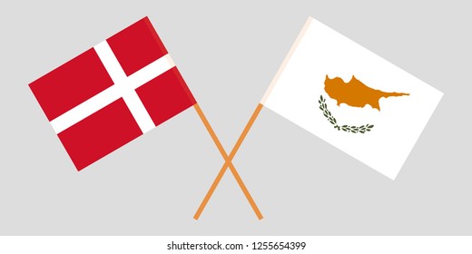 Cyprus and Denmark. The Cyprian and Danish flags. Official proportion. Correct colors. Vector illustration