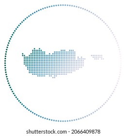 Cyprus digital badge. Dotted style map of Cyprus in circle. Tech icon of the country with graduated dots. Amazing vector illustration.