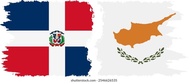 Cyprus and Dominican Republic grunge flags connection, vector