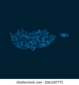 Cyprus dotted glowing map. Shape of the country with blue bright bulbs. Vector illustration.