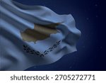 Cyprus dotted LED-style flag waving against night sky with futuristic effect