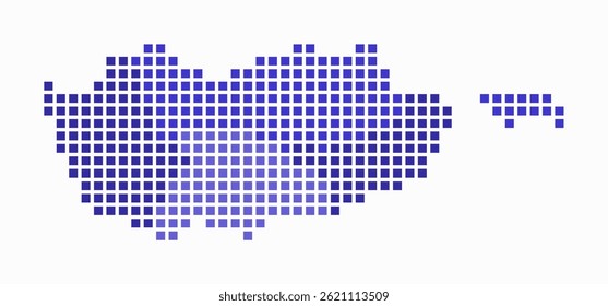Chipre mapa pontilhado. Mapa de estilo digital do país sobre fundo branco. Forma de Chipre com pontos quadrados. Estilo de pontos coloridos. Quadrados grandes. Incrível ilustração vetorial.