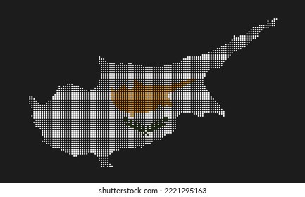 Zypern Karte Fahne mit Grunge Textur im Mosaik Dot Stil. Abstrakte Pixelvektorgrafik einer Landkarte mit Halbfone-Effekt für Infografik. 