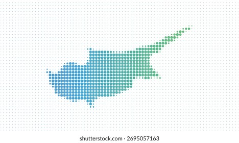 Mapa de puntos de Chipre en estilo moderno de semitono, Ilustración vectorial sobre fondo blanco