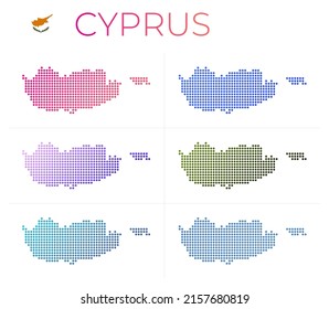 Cyprus dotted map set. Map of Cyprus in dotted style. Borders of the country filled with beautiful smooth gradient circles. Classy vector illustration.