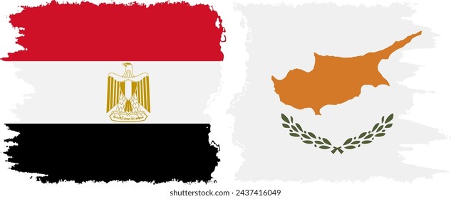 Chipre y Egipto grunge banderas de conexión, vector