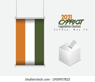 Concepto de elecciones en Chipre. Urnas y bandera de Chipre.