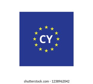 Cyprus European Union license plate symbol sticker