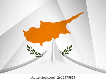 Cyprus Flag with Abstract Paper Airplane Design, National Flag in a geometric folded paper style. Vector illustration.