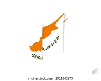 Cyprus flag in an abstract ripped design. Modern design of the Cyprus flag. Vector icon.