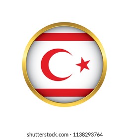 Cyprus flag button, Golden on a white background,flag of Cyprus Round badge or icon isolated. Vector illustration.
