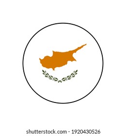 Cyprus flag button icon vector with map for middle east or European icons.