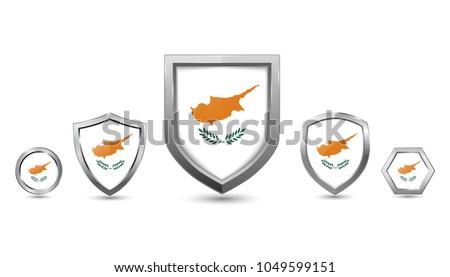 Cyprus flag country with metal shape shield vector illustrtion