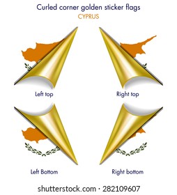Cyprus flag curled golden corner edition