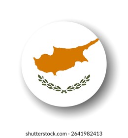 Cyprus flag - flat vector circle icon or badge with dropped shadow.