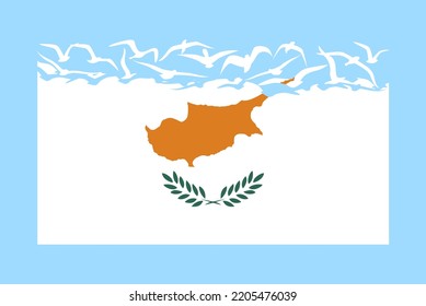 Cyprus flag with freedom concept, independent country idea, Cyprus flag transforming into flying birds vector, sovereignty metaphor, flat design