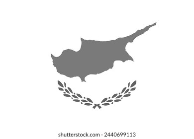 Bandera de Chipre - ilustración vectorial monocromática en escala de grises. Bandera en blanco y negro