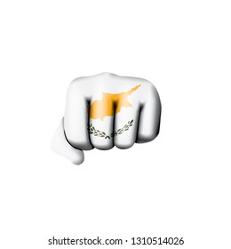 Cyprus flag and hand on white background. Vector illustration