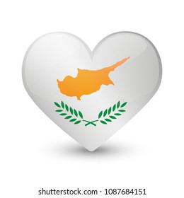 Cyprus Flag Heart Love Emoji Icon Object Symbol Gradient Vector Art Design Cartoon Isolated.