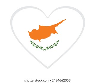 Cyprus flag heart shaped. vector