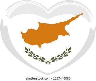 Cyprus flag in a Heart vector, sticker