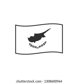 Cyprus flag icon in black outline flat design. Independence day or National day holiday concept.