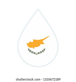 Cyprus flag icon. Water icon. Drop water. Cyprus badge. Flag drop.