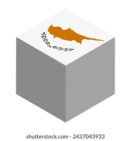 Cyprus flag - isometric 3D cube isolated on white background. Vector object.