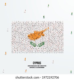 Cyprus Flag. A large group of people form to create the shape of the Cyprus flag. Vector Illustration.